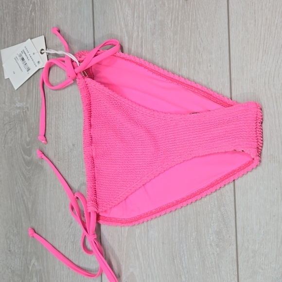 NWT Good American Women Bright Pink Bikini Side Ties bottom sz 1/2 S/M - Picture 1 of 7